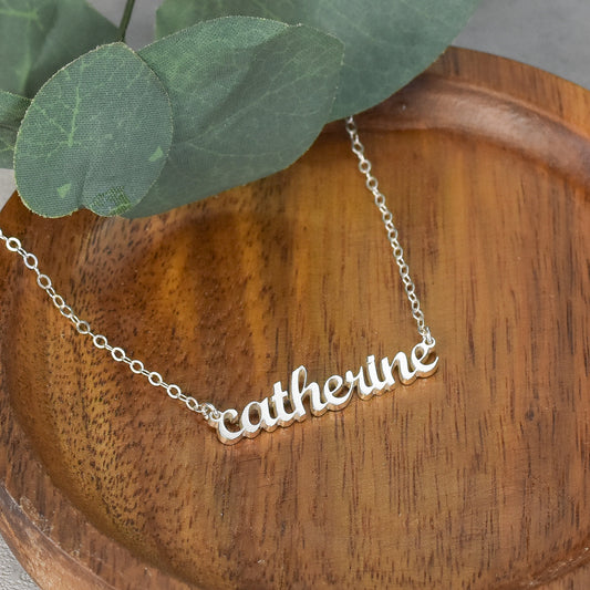 Custom Laser Cut Name Sterling Silver Necklace