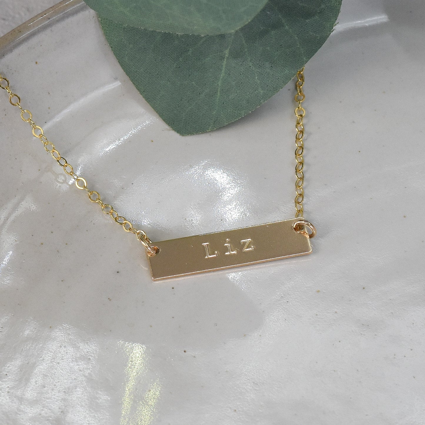 Gold Bar Name Necklace