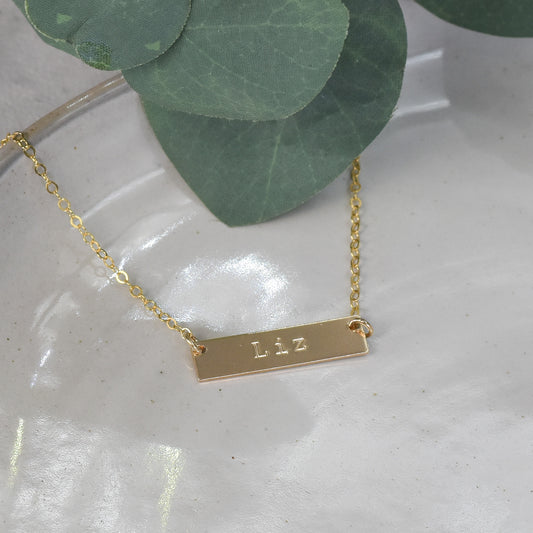Gold Bar Name Necklace