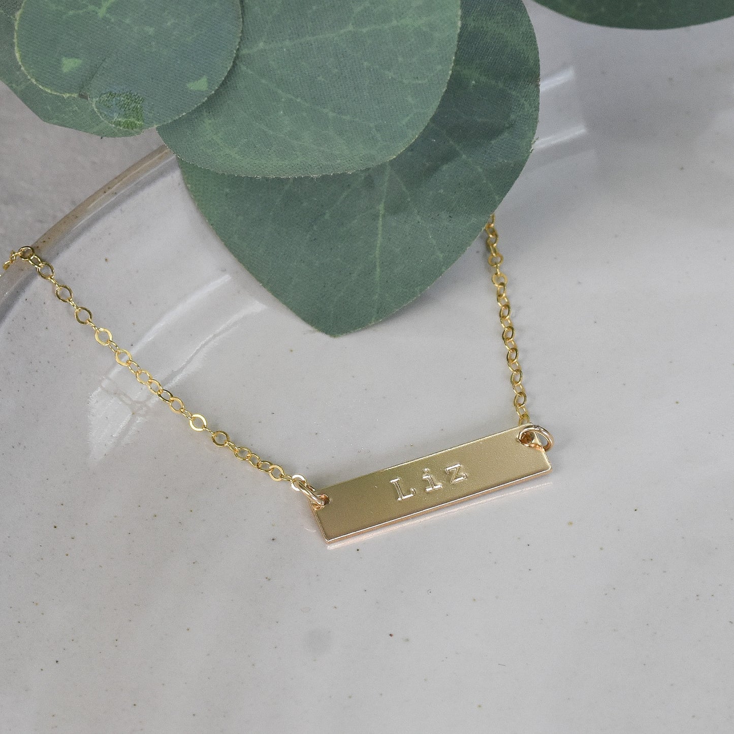 Gold Bar Name Necklace