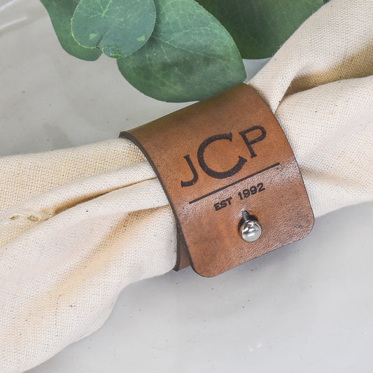 Leather Napkin Ring - Personalized