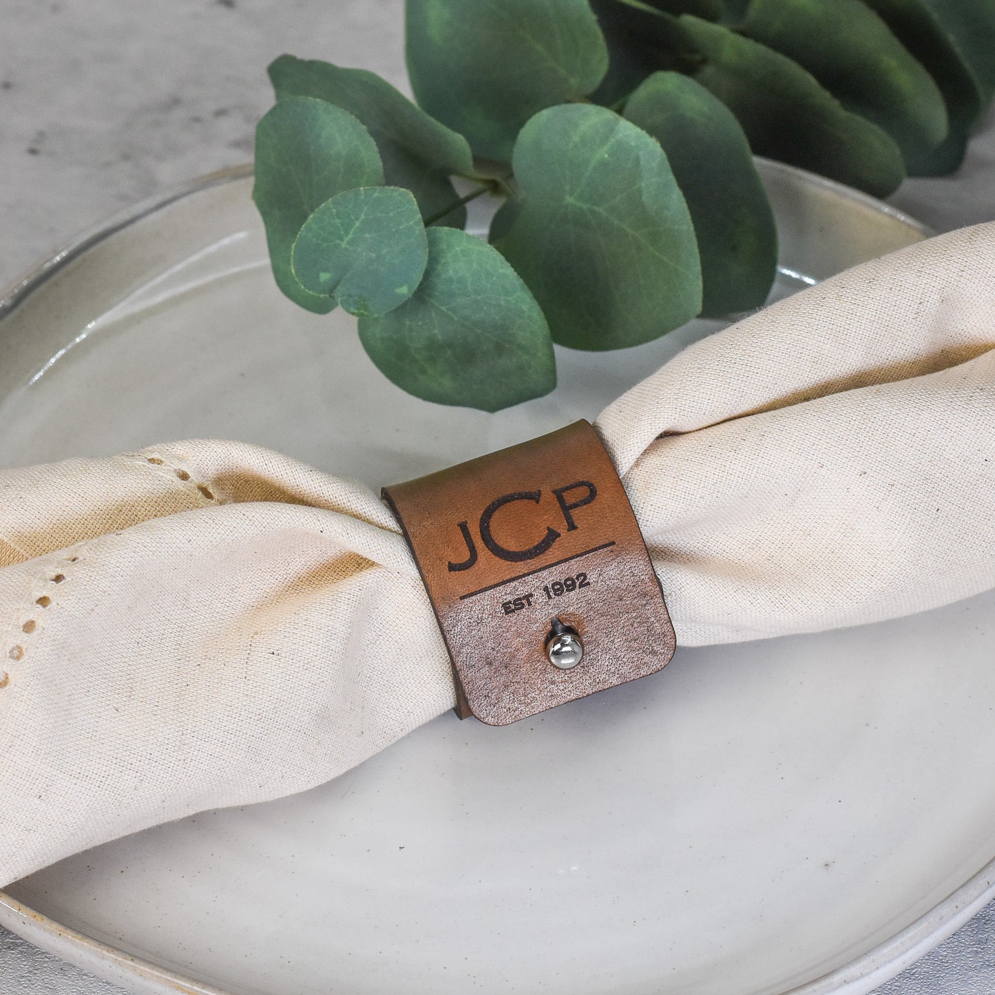 Leather Napkin Ring - Personalized