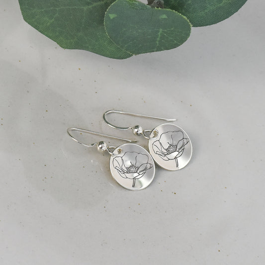 Mrs. Poppy Earrings - August Birth Month Flower