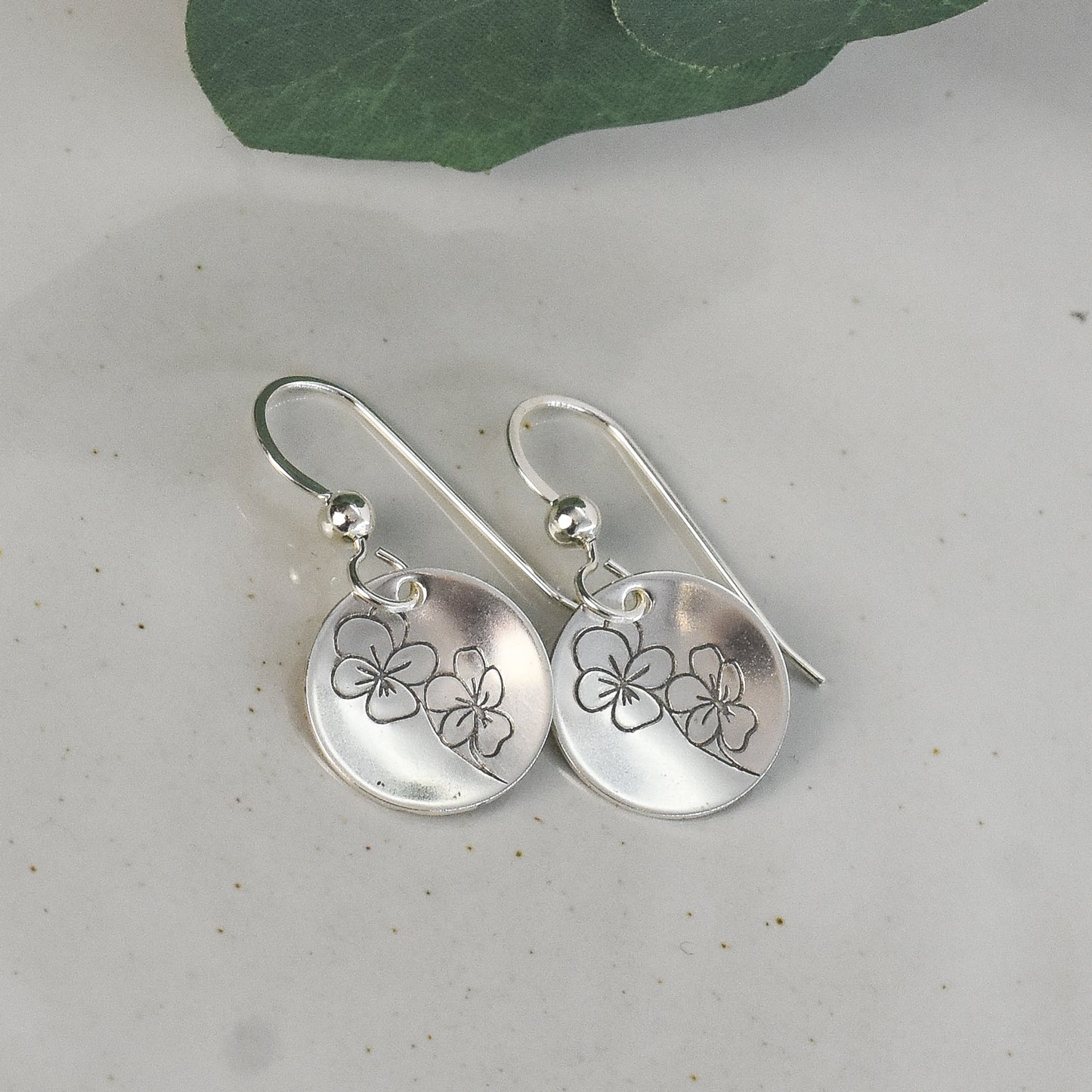 Violet Flower Earrings - February Birth Month Flower