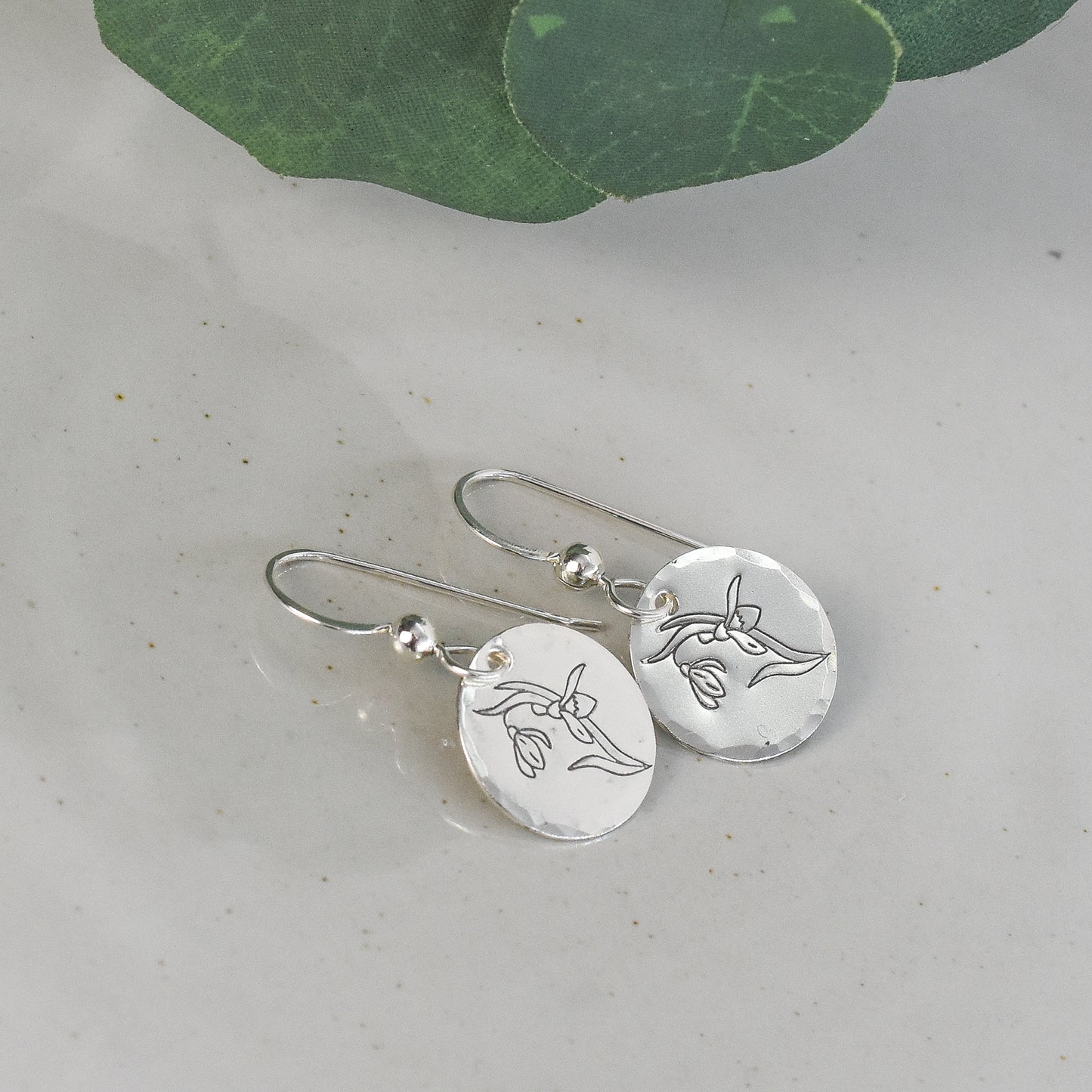 Snowdrop Flower Earrings - January Birth Month Flower