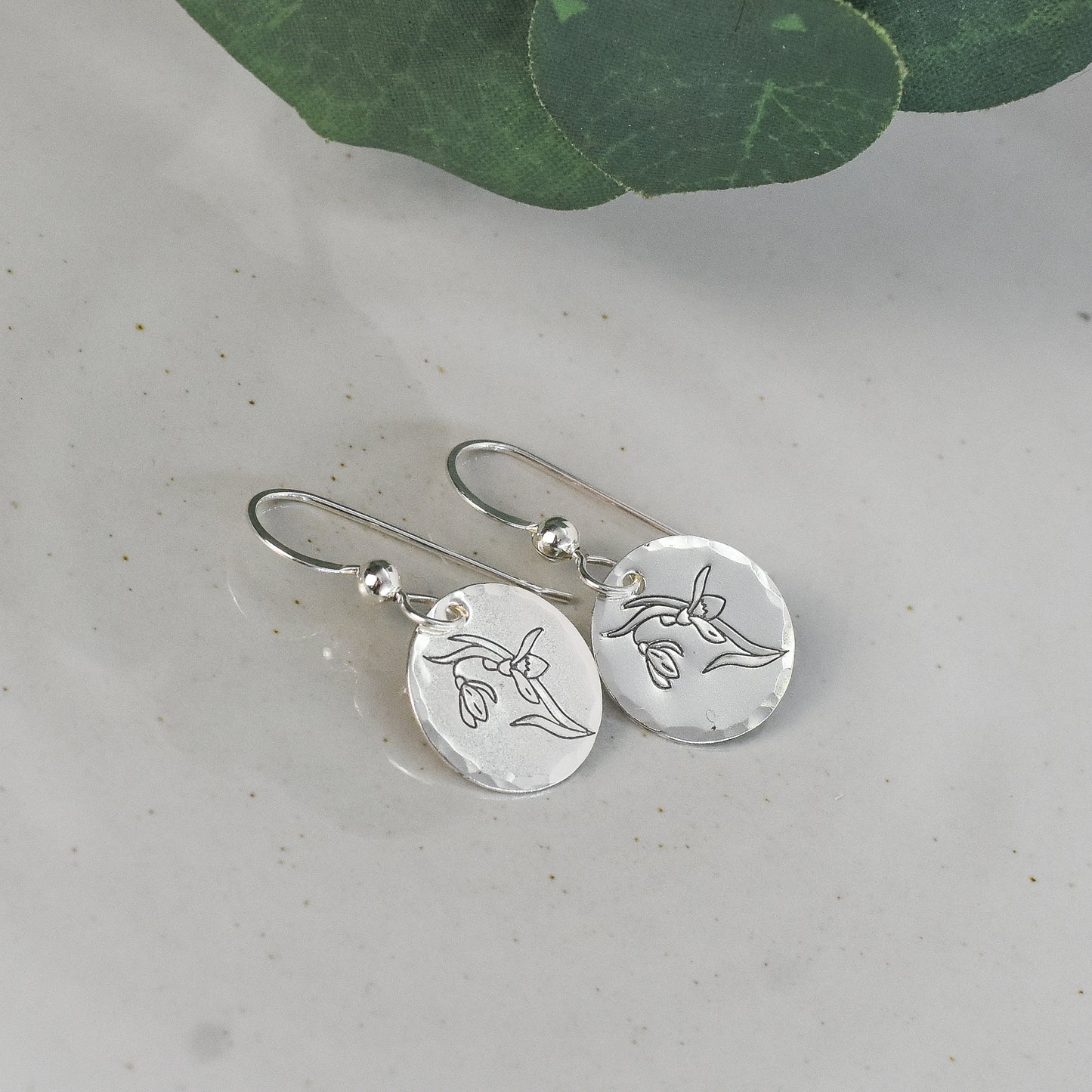 Snowdrop Flower Earrings - January Birth Month Flower