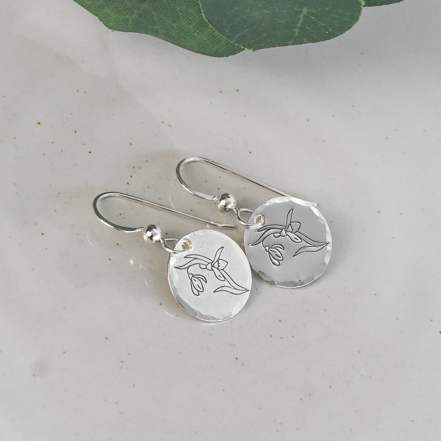 Snowdrop Flower Earrings - January Birth Month Flower