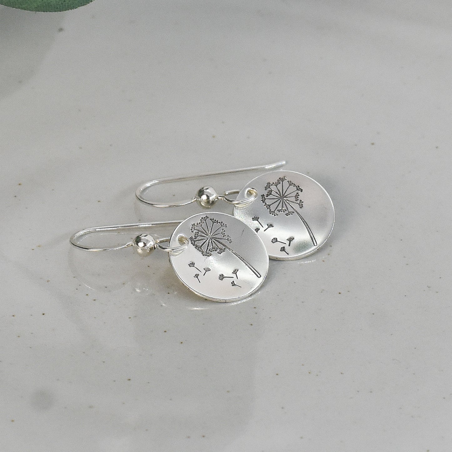 Dandelion Flower Earrings - Sterling Silver