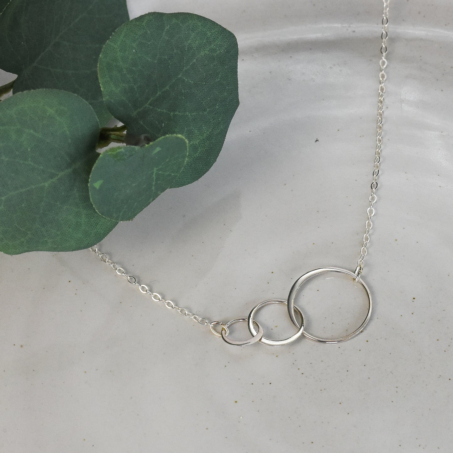 3 Circles of Life Sterling Silver Eternity Necklace - Mother's Day or Birthday Gift for Mom