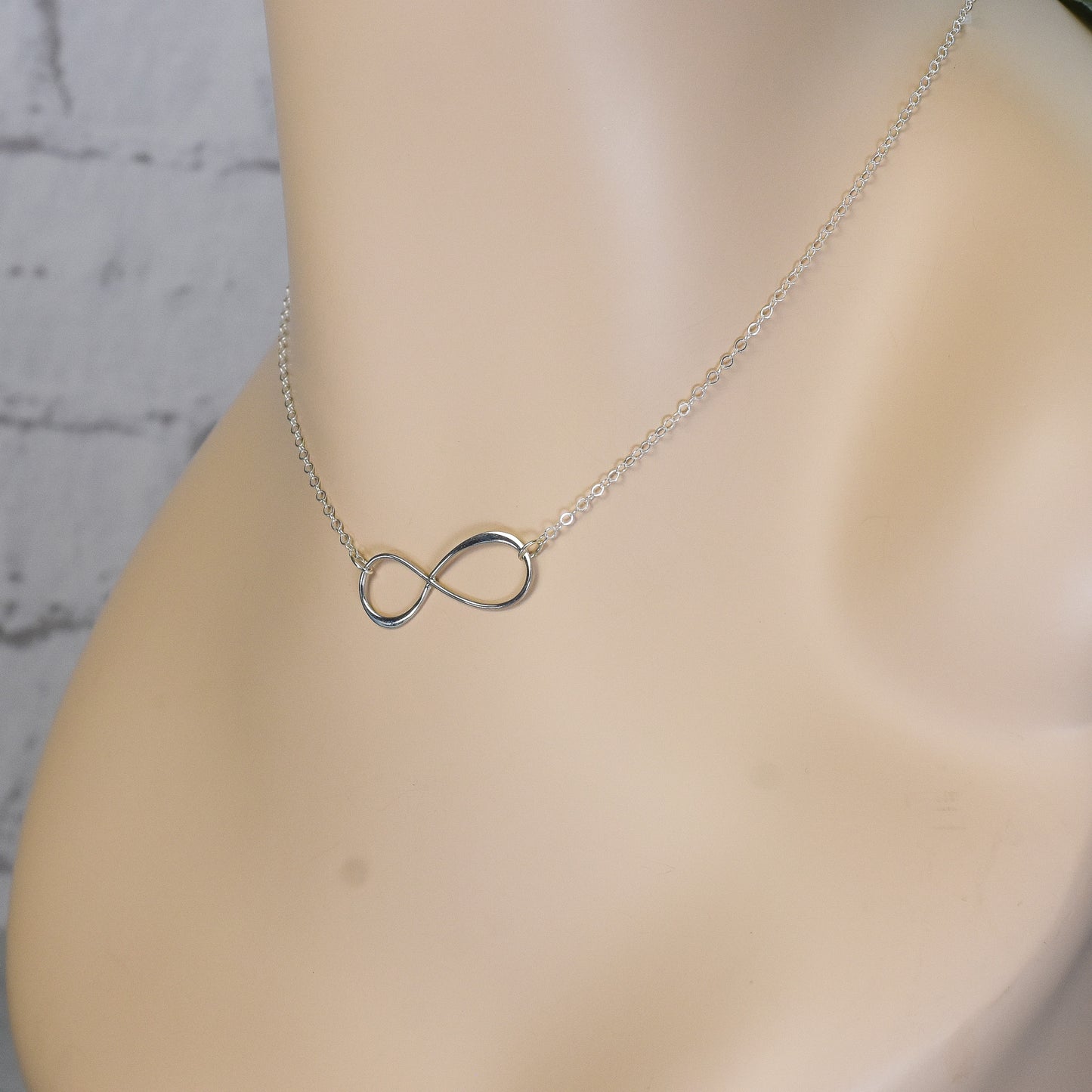 Infinity Circle Sterling Silver Necklace - Large