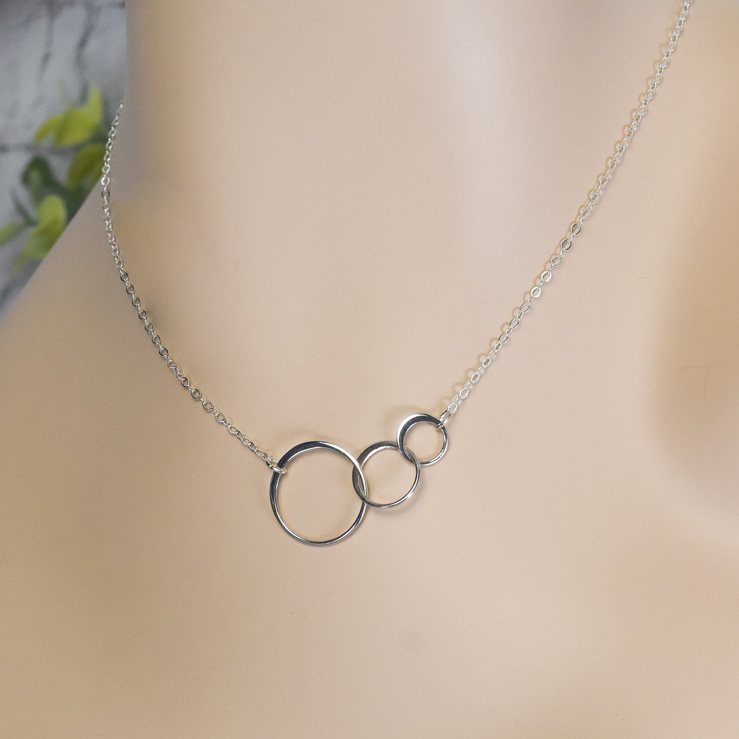 3 Circles of Life Sterling Silver Eternity Necklace - Mother's Day or Birthday Gift for Mom