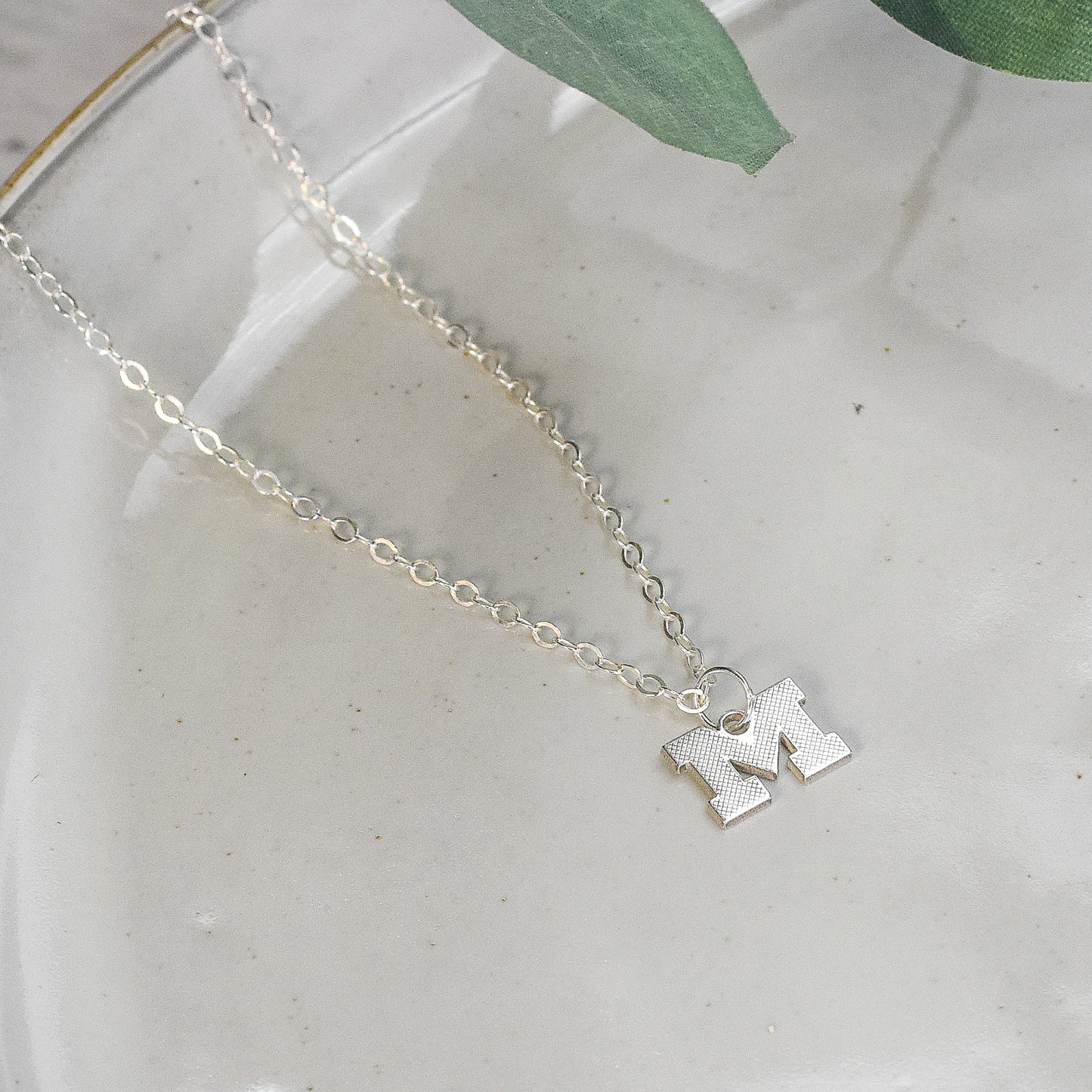 Varsity Letter M - Charm Sterling Silver Necklace