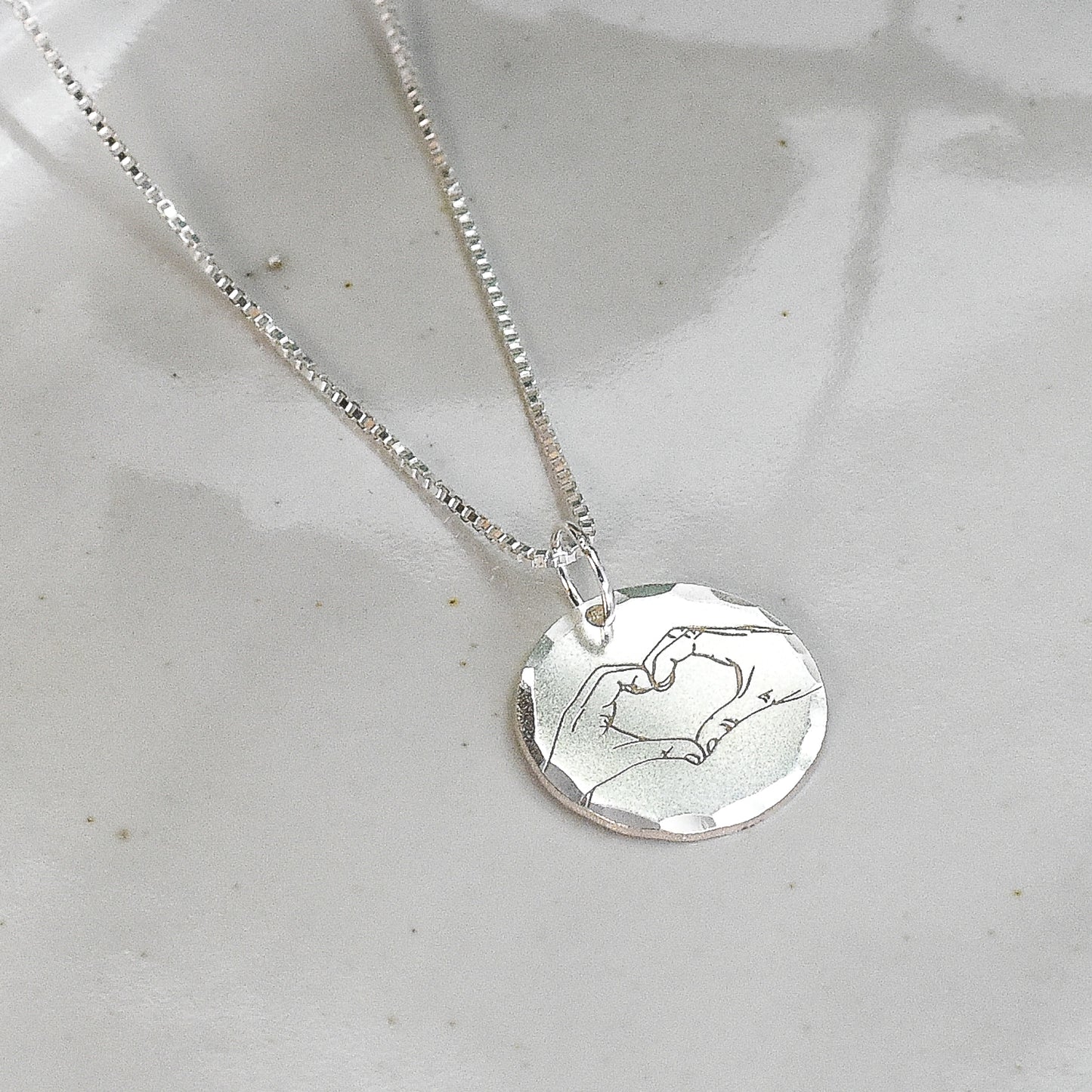 Hand Heart Emoji Sterling Silver Necklace