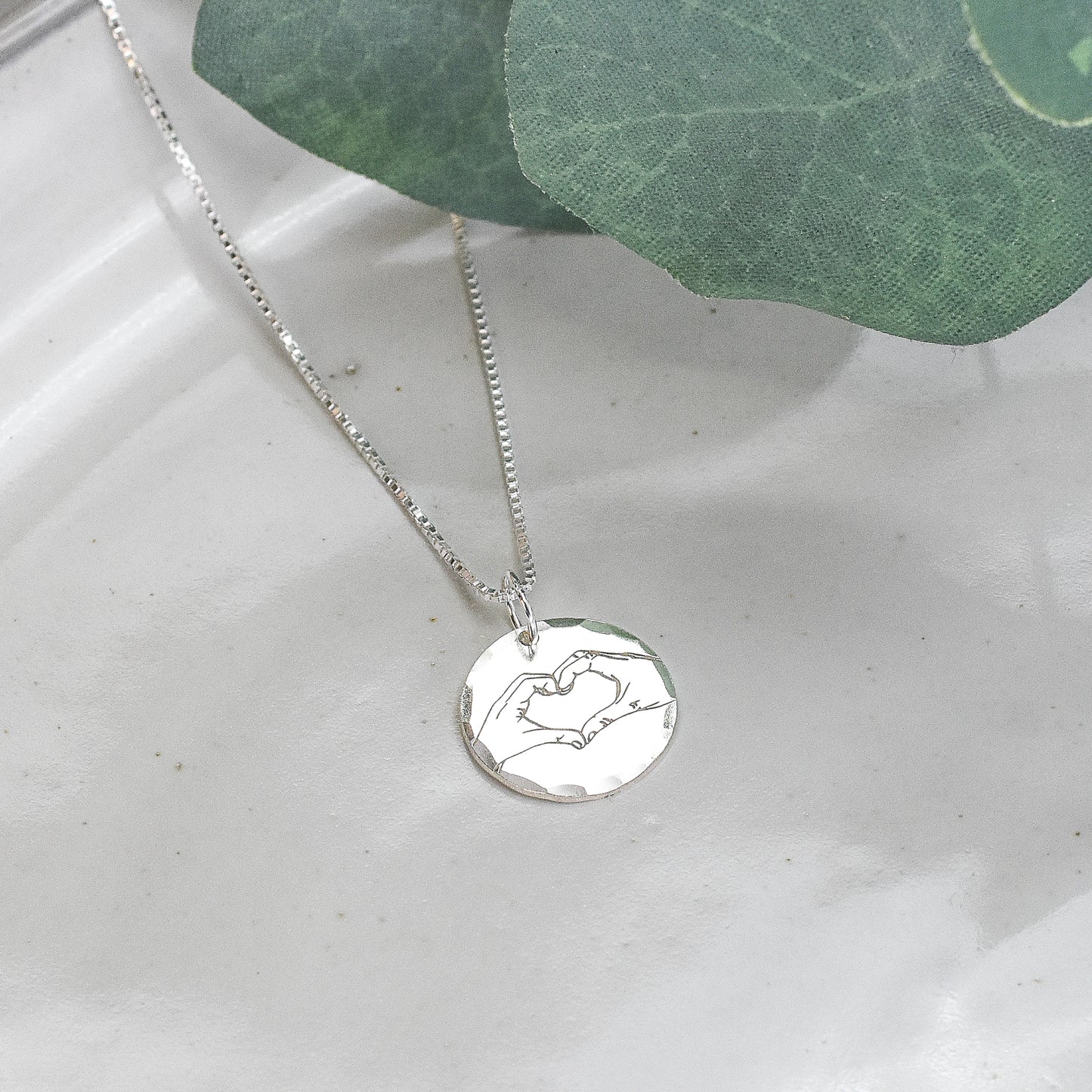 Hand Heart Emoji Sterling Silver Necklace