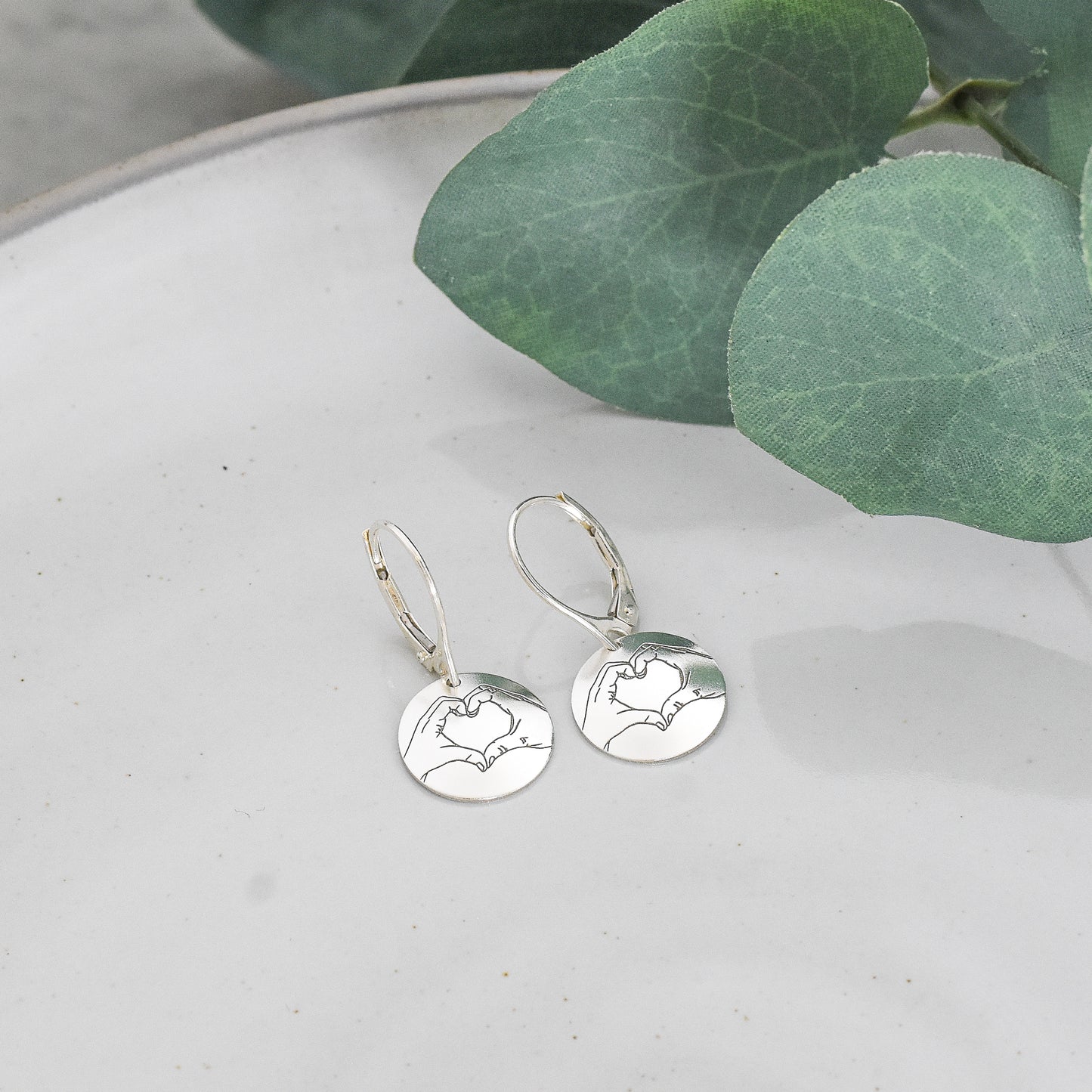 Hand Heart Emoji Earrings - Sterling Silver
