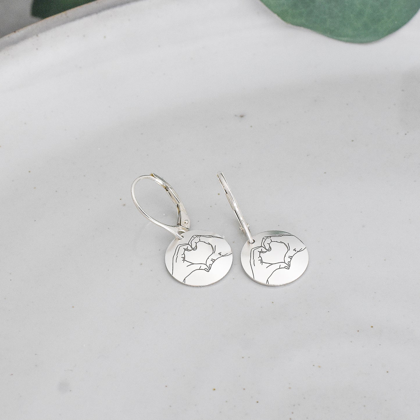 Hand Heart Emoji Earrings - Sterling Silver