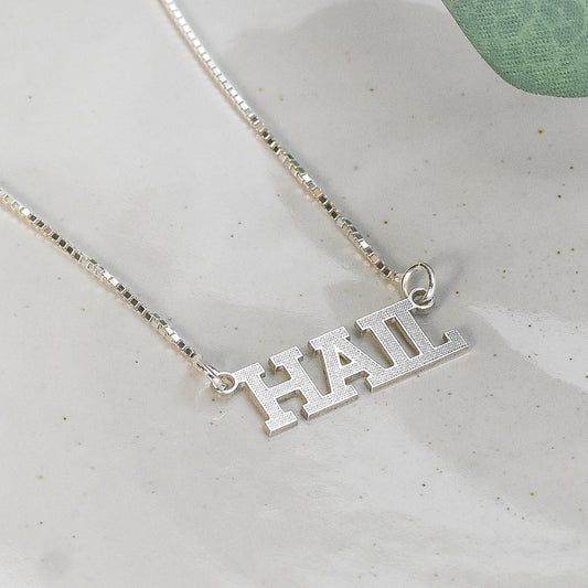 HAIL - Custom Varsity Word Sterling Silver Necklace