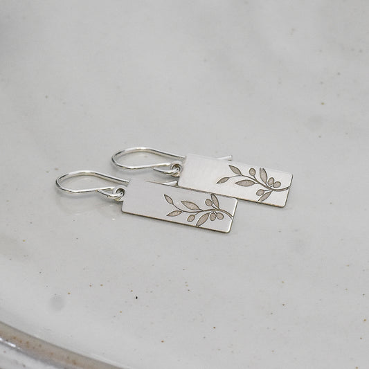 Olive Branch Earrings - Rectangle