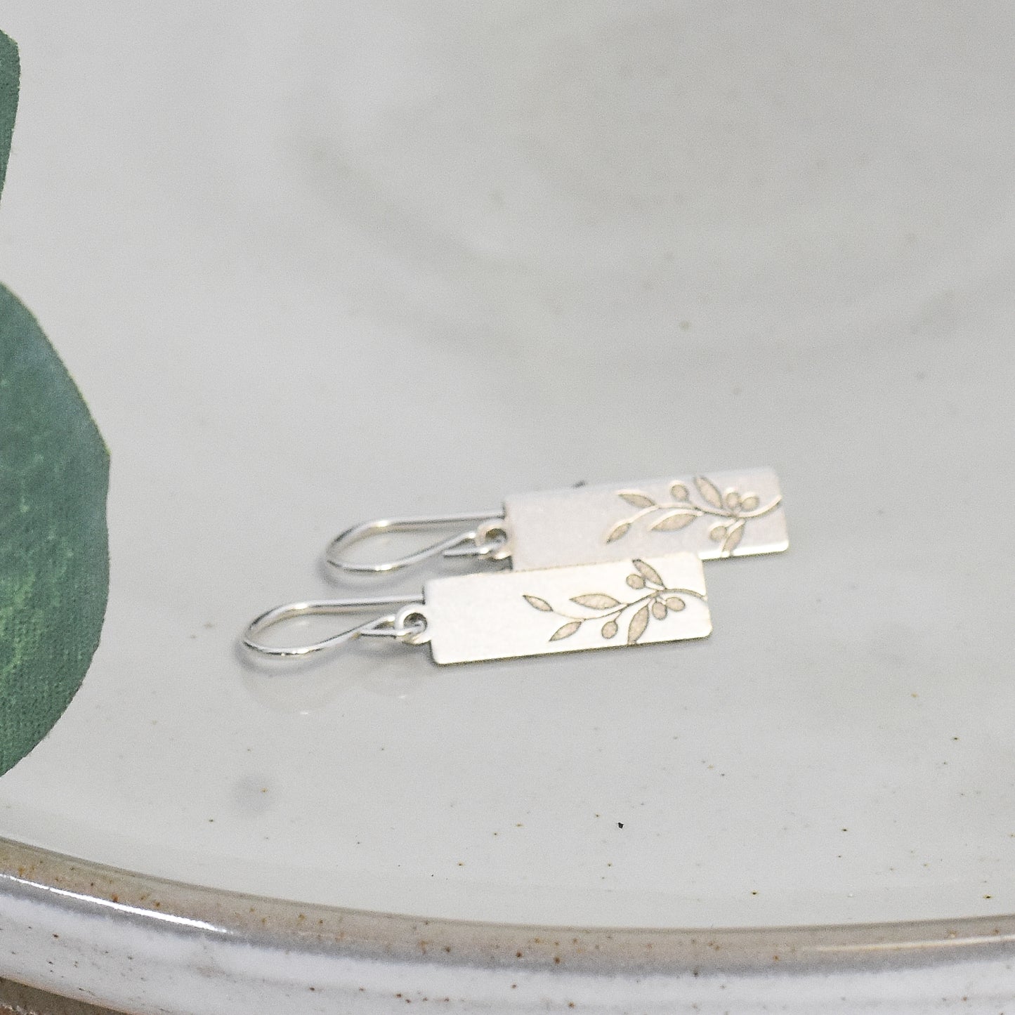 Olive Branch Earrings - Rectangle