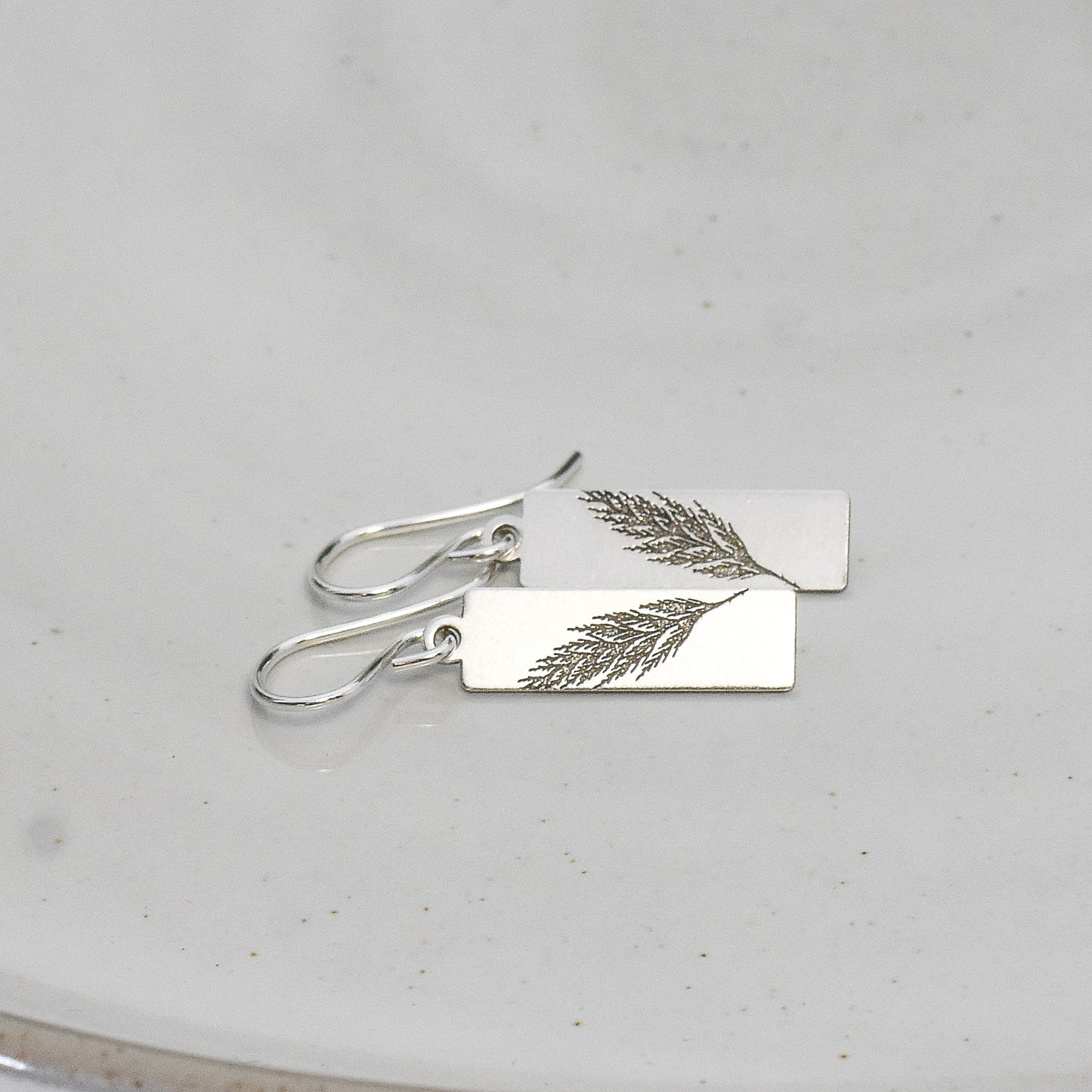 Evergreen Branch Earrings - Rectangle