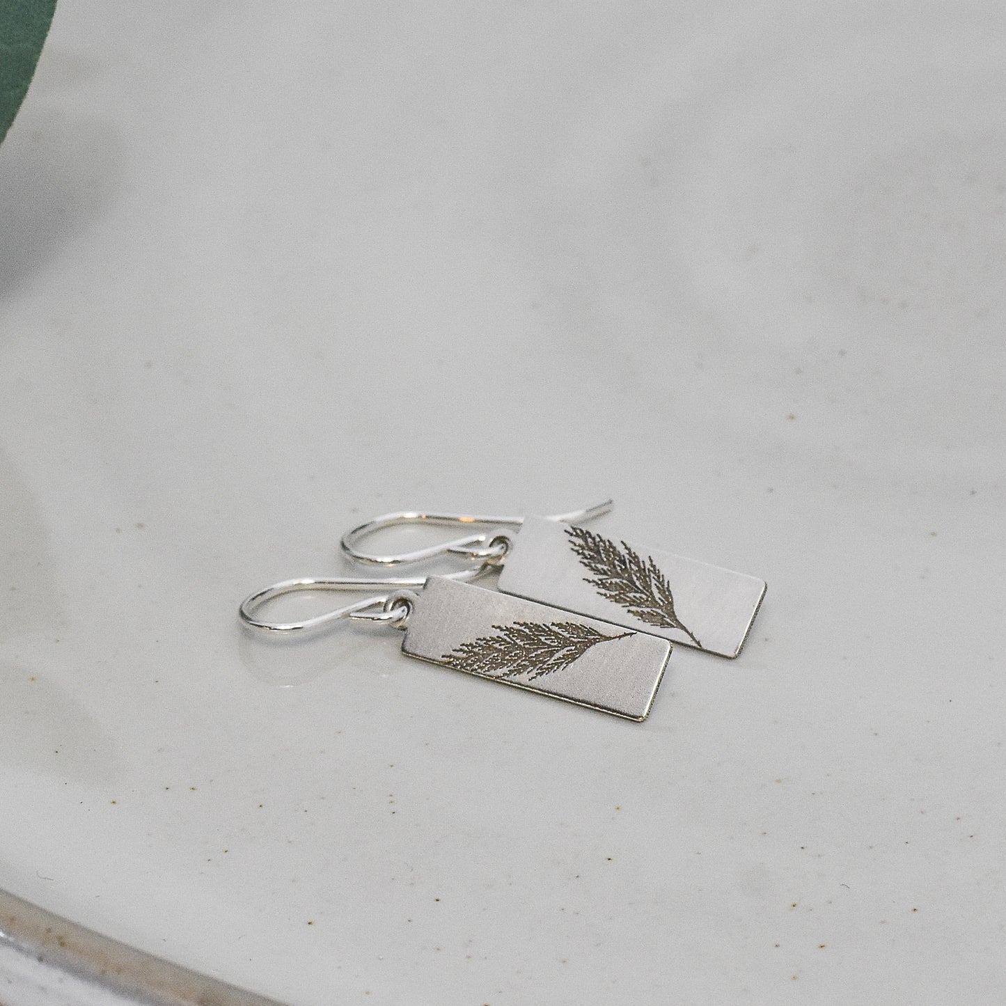Evergreen Branch Earrings - Rectangle