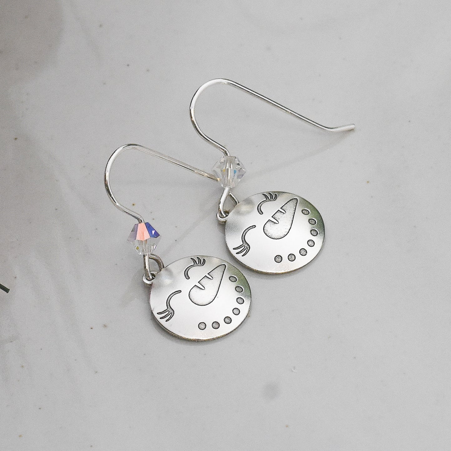 Snowman Emoji Faces Earrings - Sterling Silver