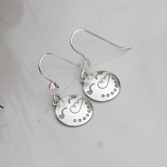 Snowman Emoji Faces Earrings - Sterling Silver