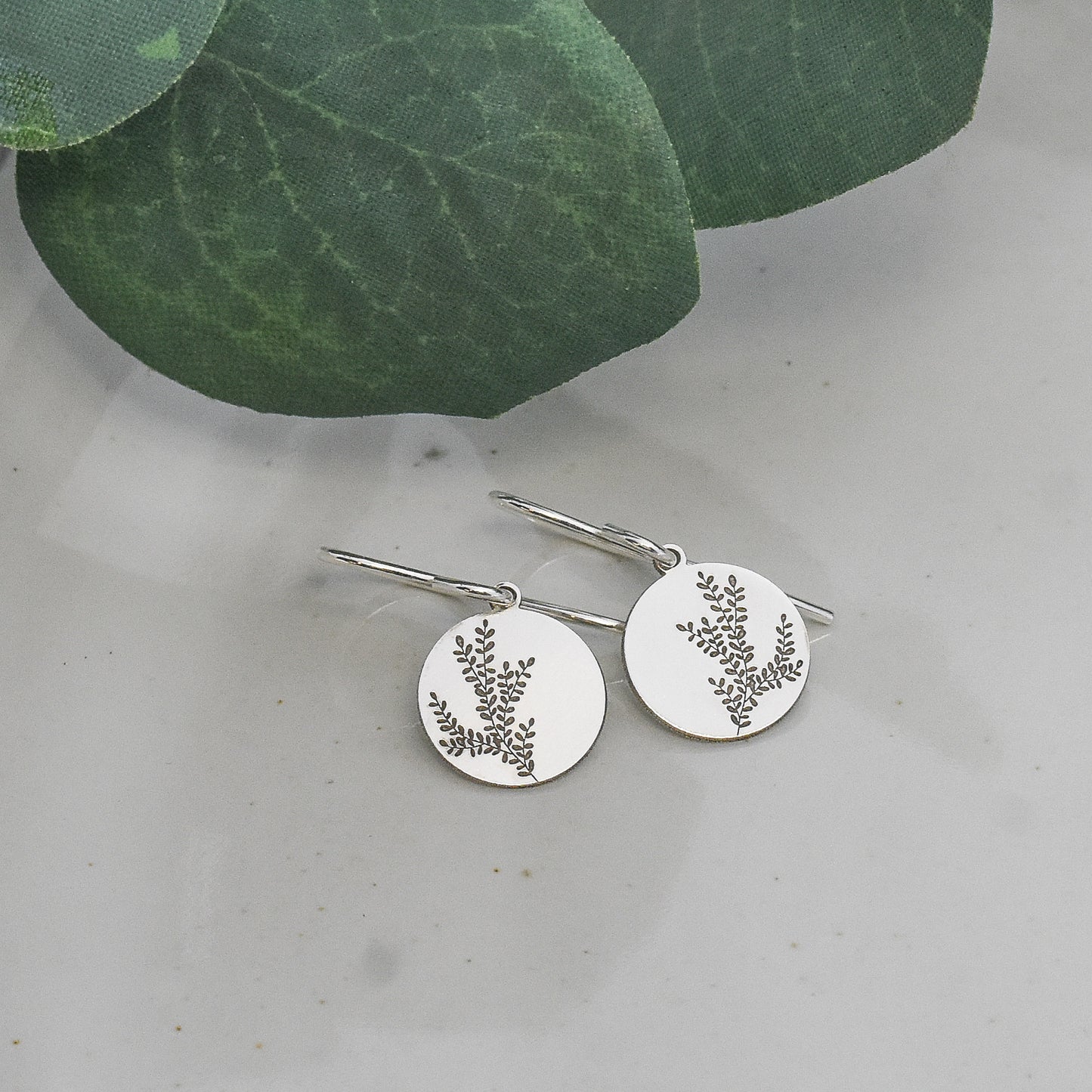 Petite Leaves Earrings - Circle