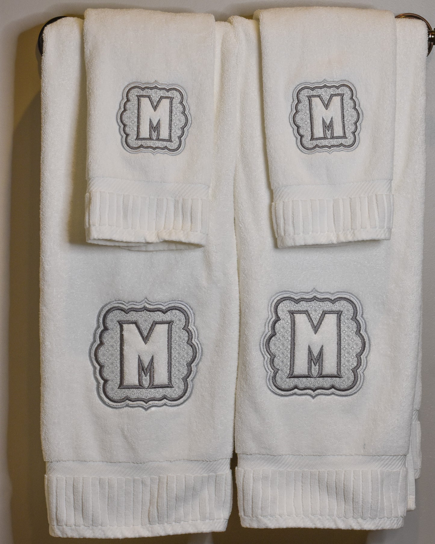 Embossed Monogram Towels - Embroidered Initials
