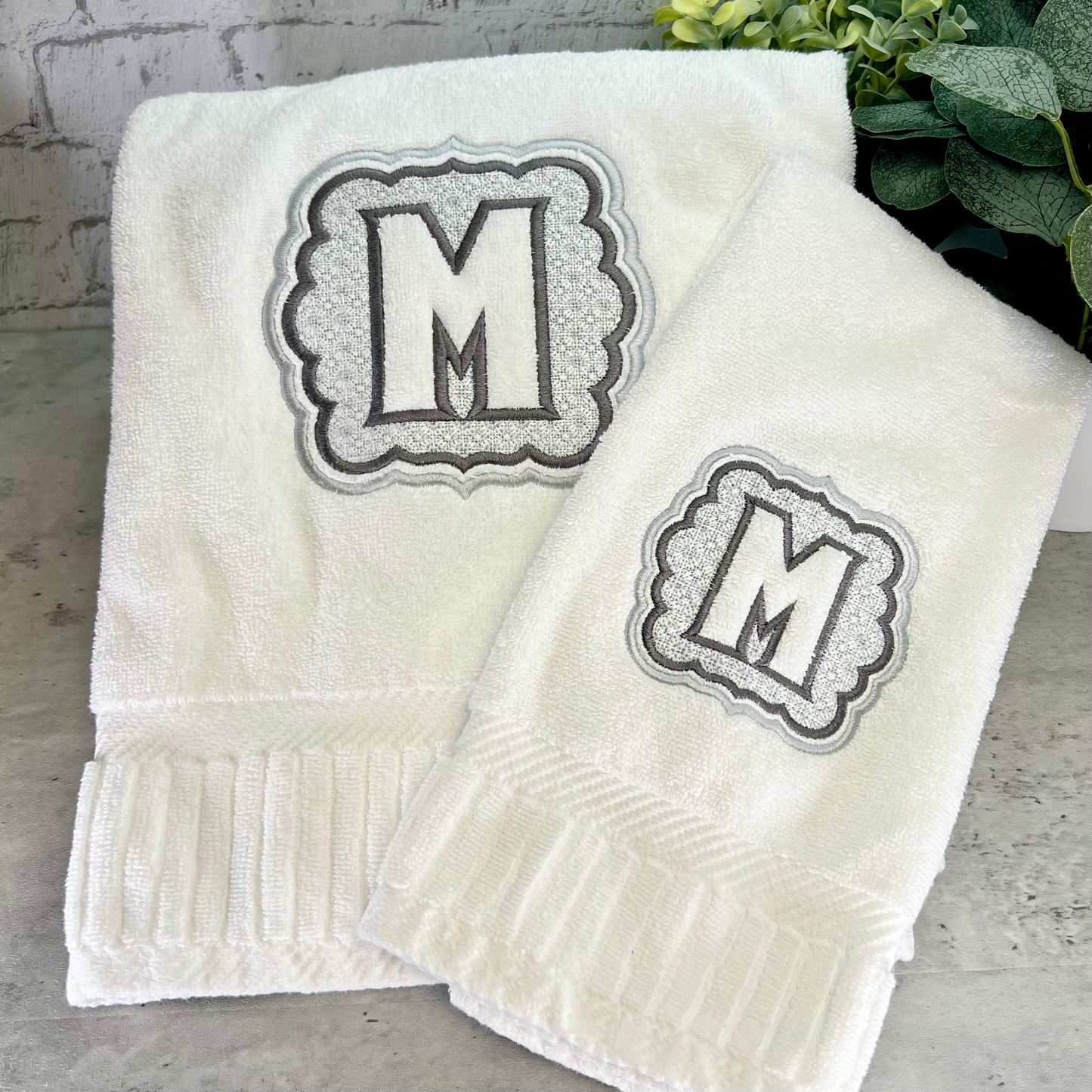 Embossed Monogram Towels - Embroidered Initials