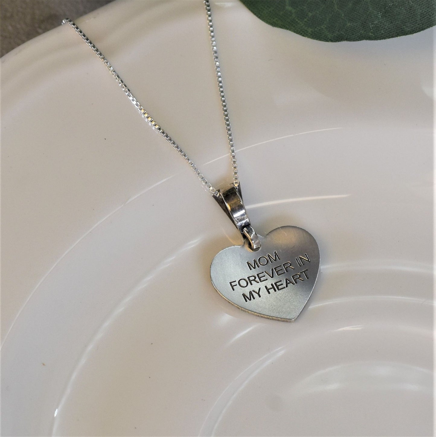 Forever in your Heart Necklace with Engraved Fingerprint - Sterling Silver Remembrance Keepsake