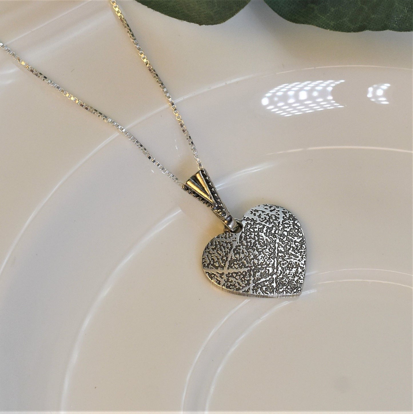 Forever in your Heart Necklace with Engraved Fingerprint - Sterling Silver Remembrance Keepsake