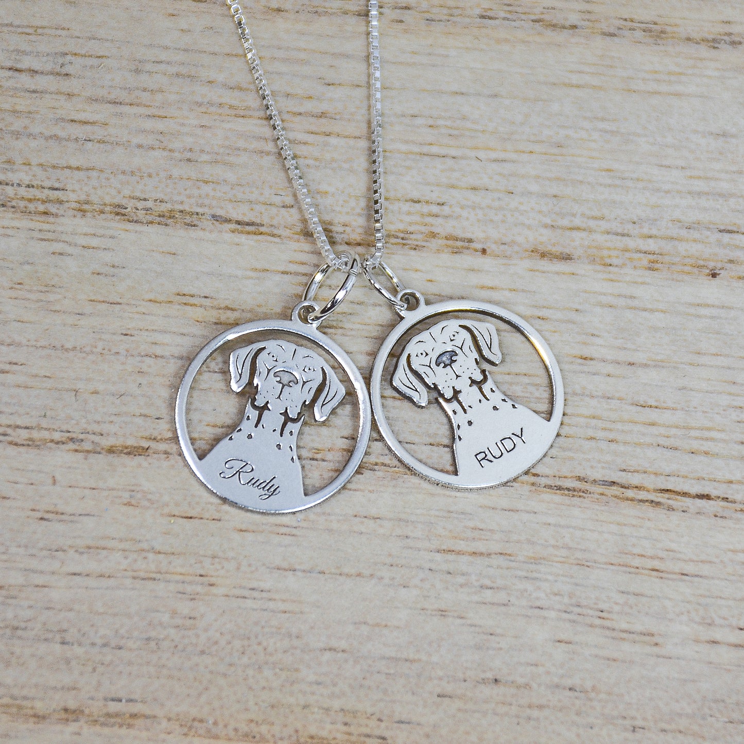 Dog Breed Necklaces - Engraved Sterling Silver Pendants