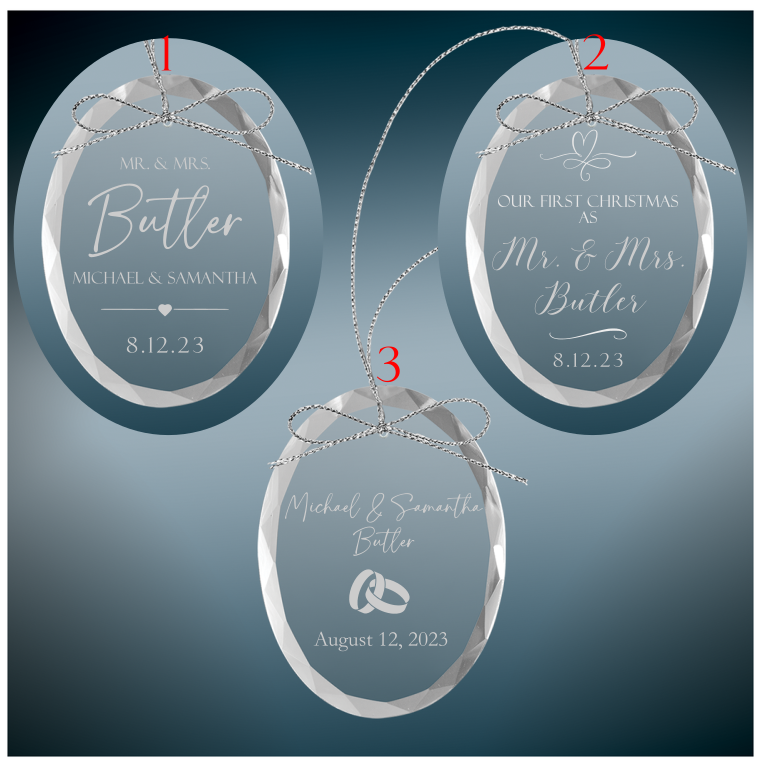 Custom Engraved Glass Heart Ornament