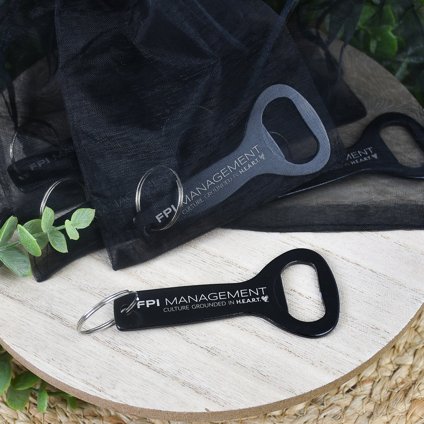Black Bottle Opener Keychain with Custom Engraving
