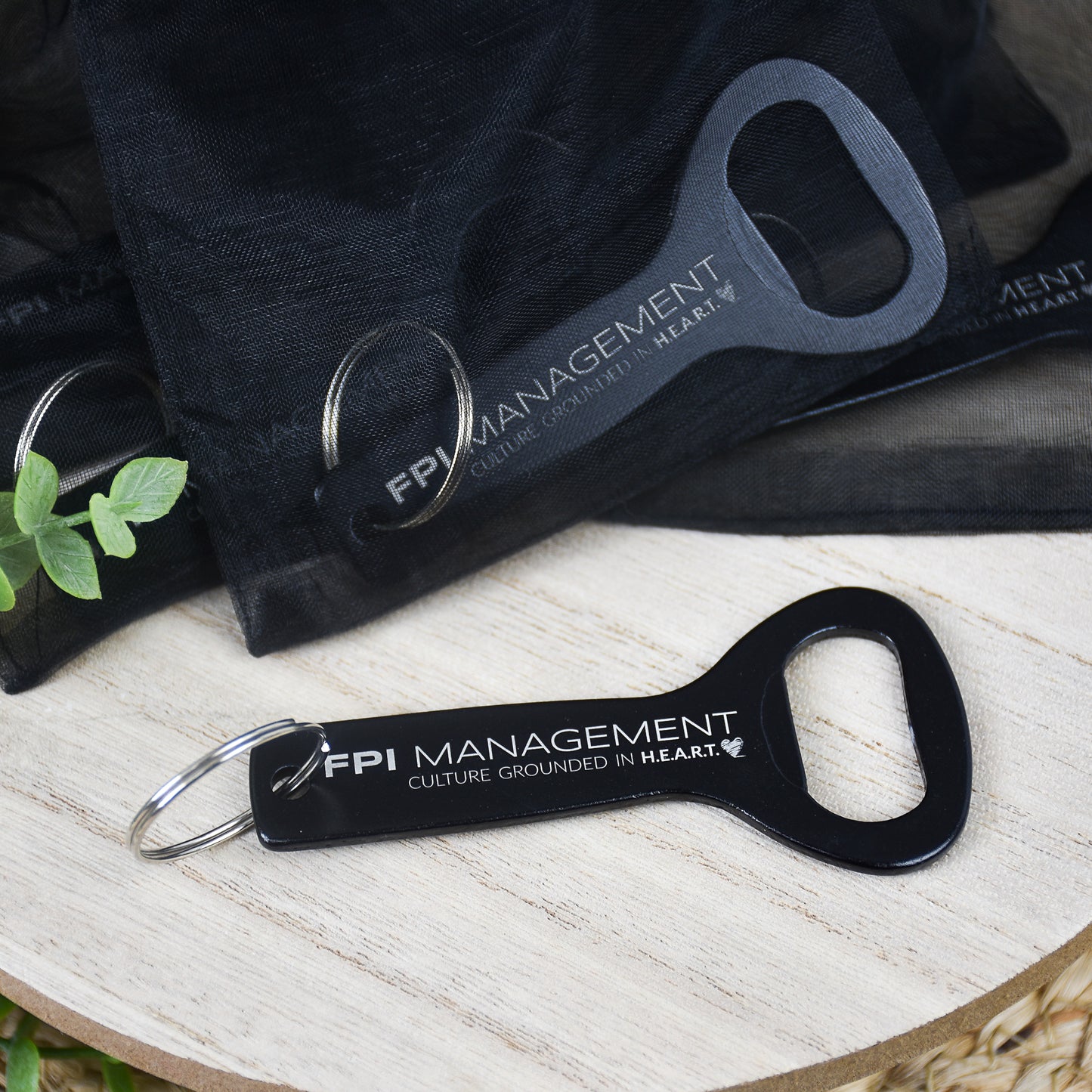 Black Bottle Opener Keychain with Custom Engraving