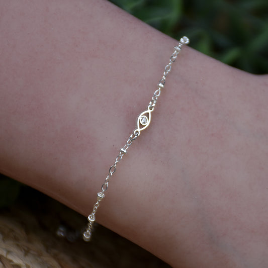 Evil Eye CZ Bracelet - Sterling Silver