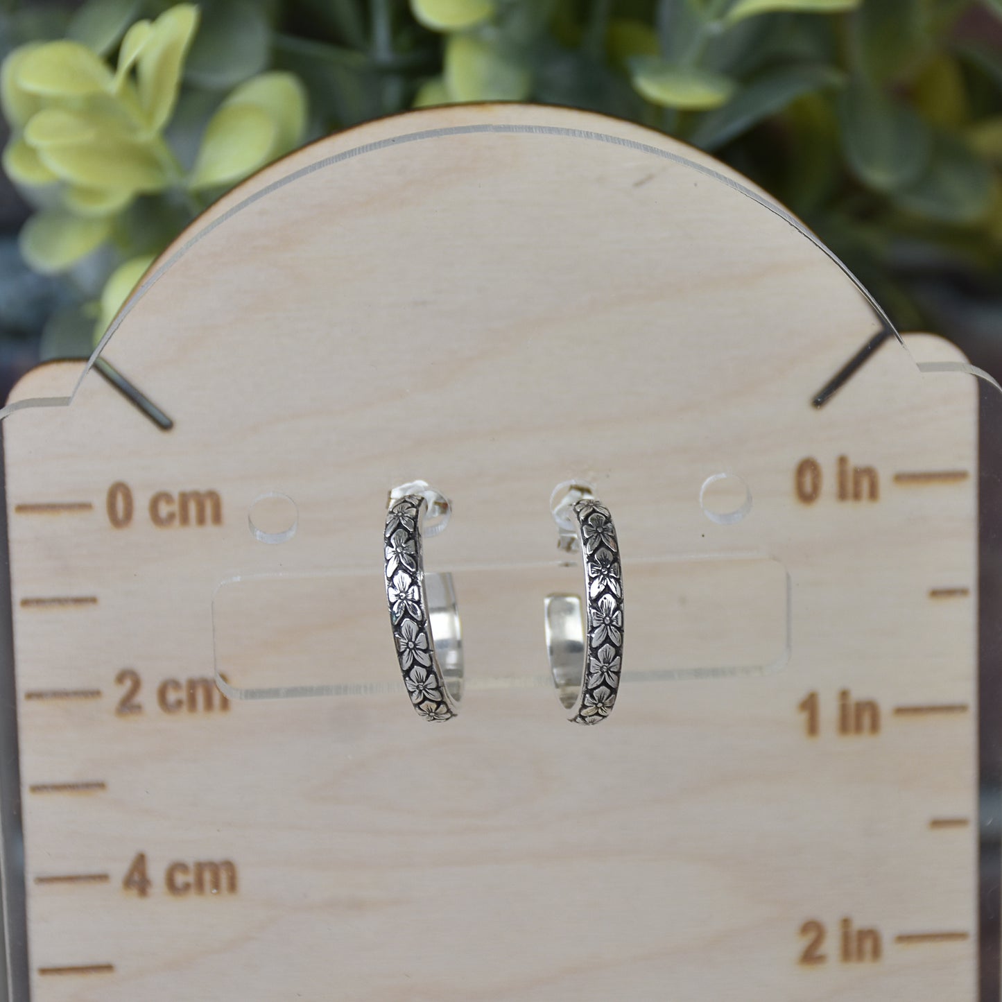 Floral Hoop Earrings - Sterling Silver