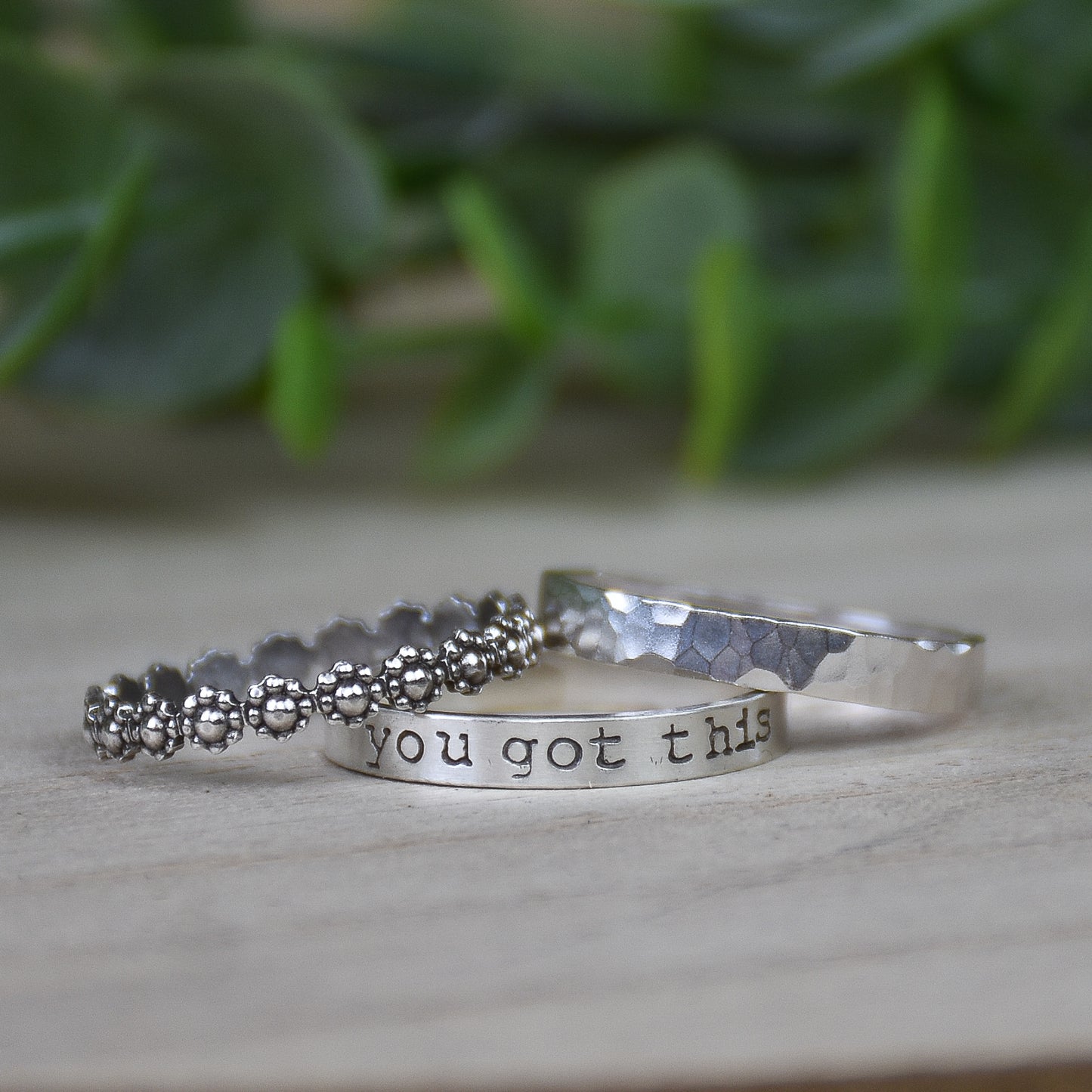 Hammered Sterling Silver Ring - Custom Sized, Personalization Option