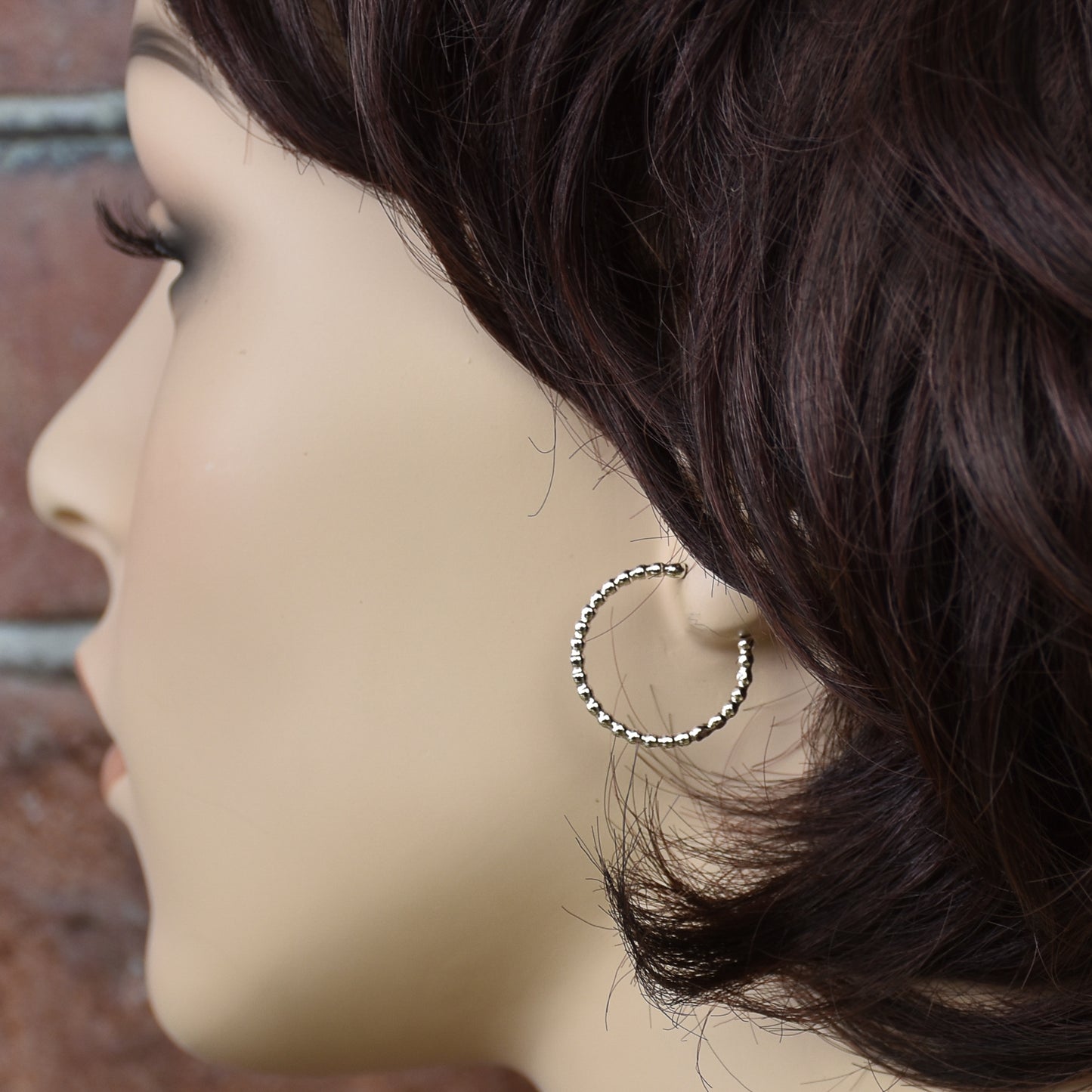 Beaded Hoop Earrings - Sterling Silver