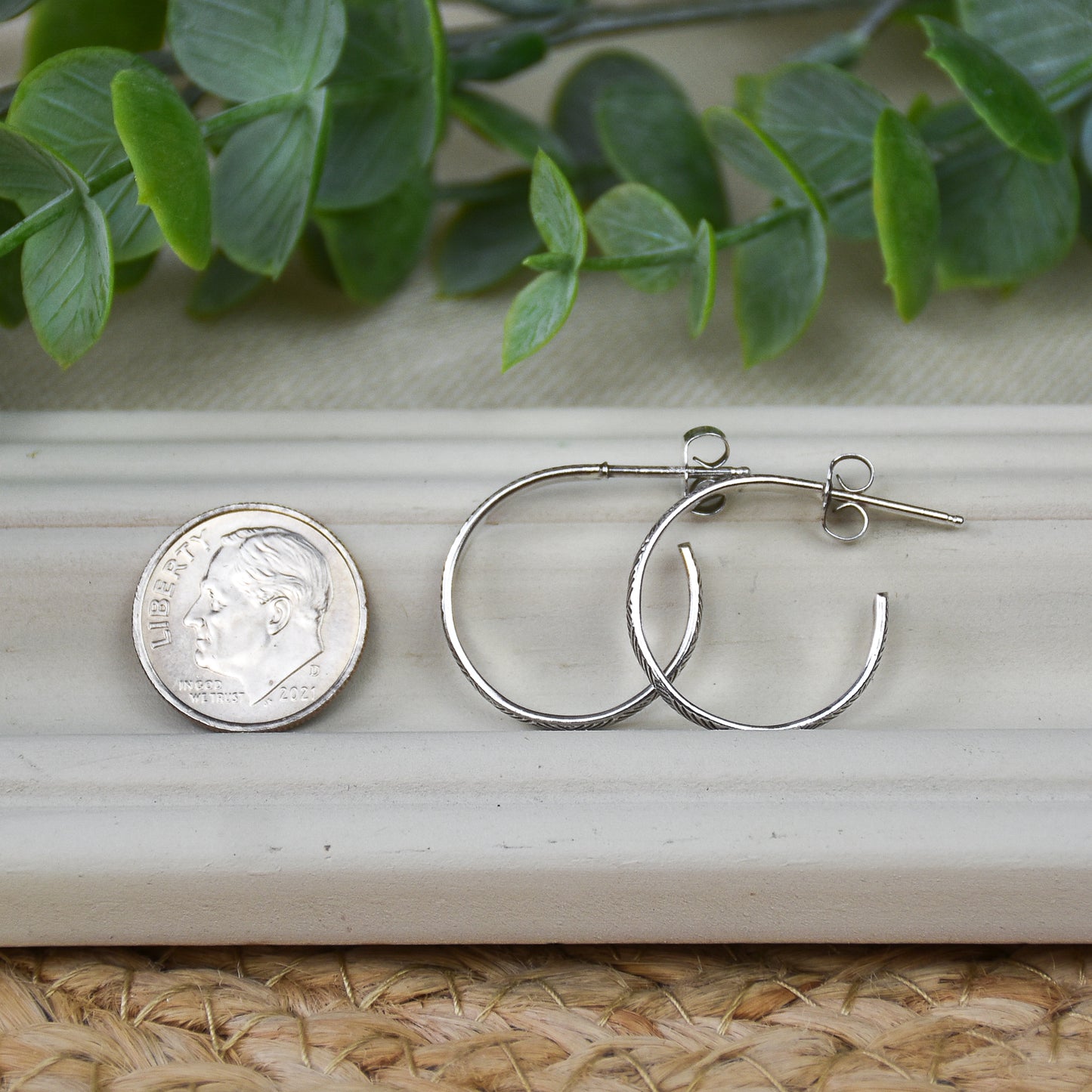 Florentine Hoop Earrings - Sterling Silver