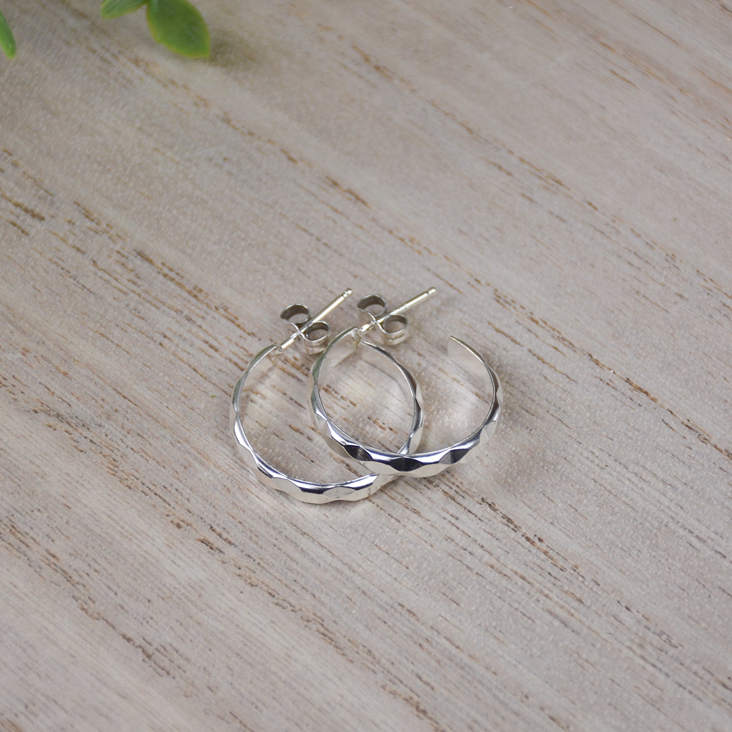 Diamond Hoop Earrings - Sterling Silver