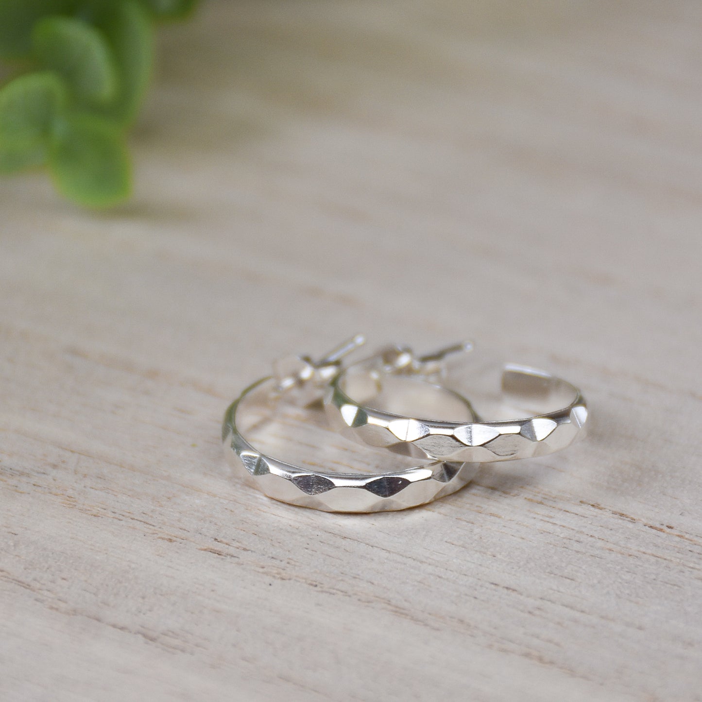 Diamond Hoop Earrings - Sterling Silver