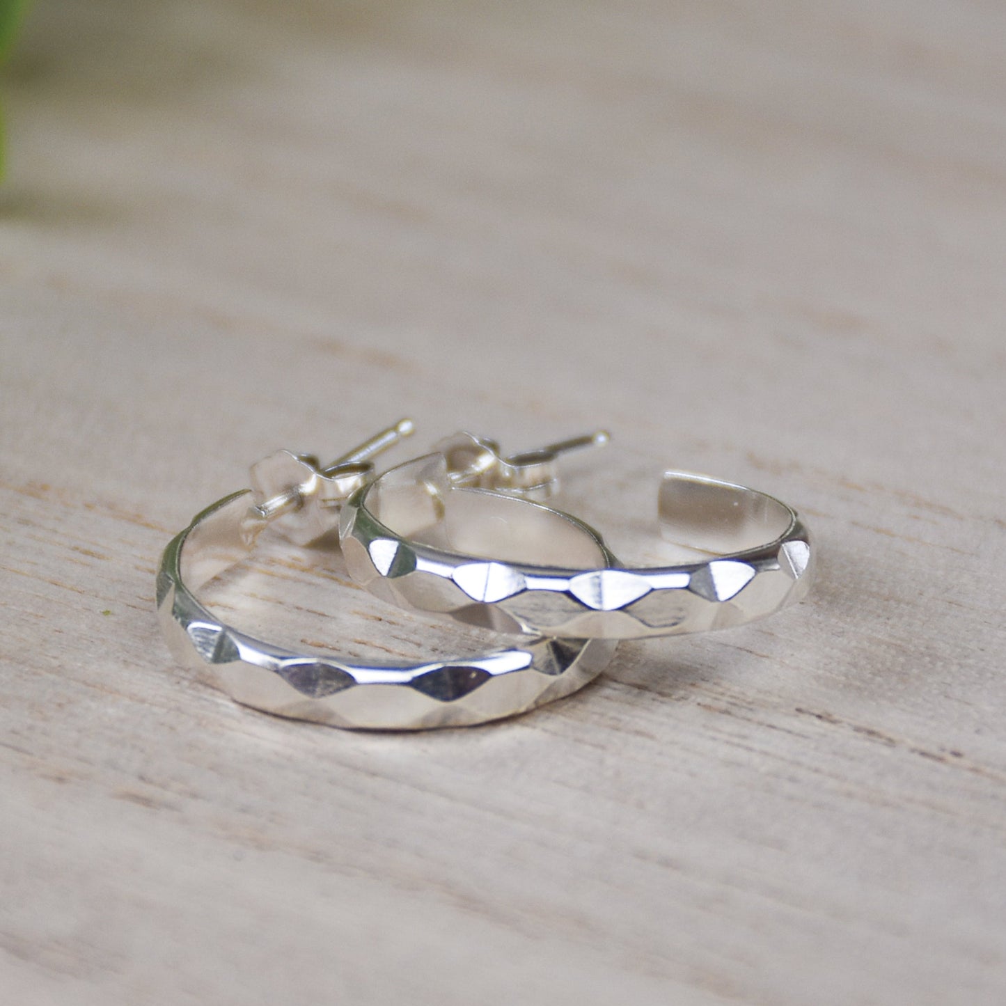 Diamond Hoop Earrings - Sterling Silver