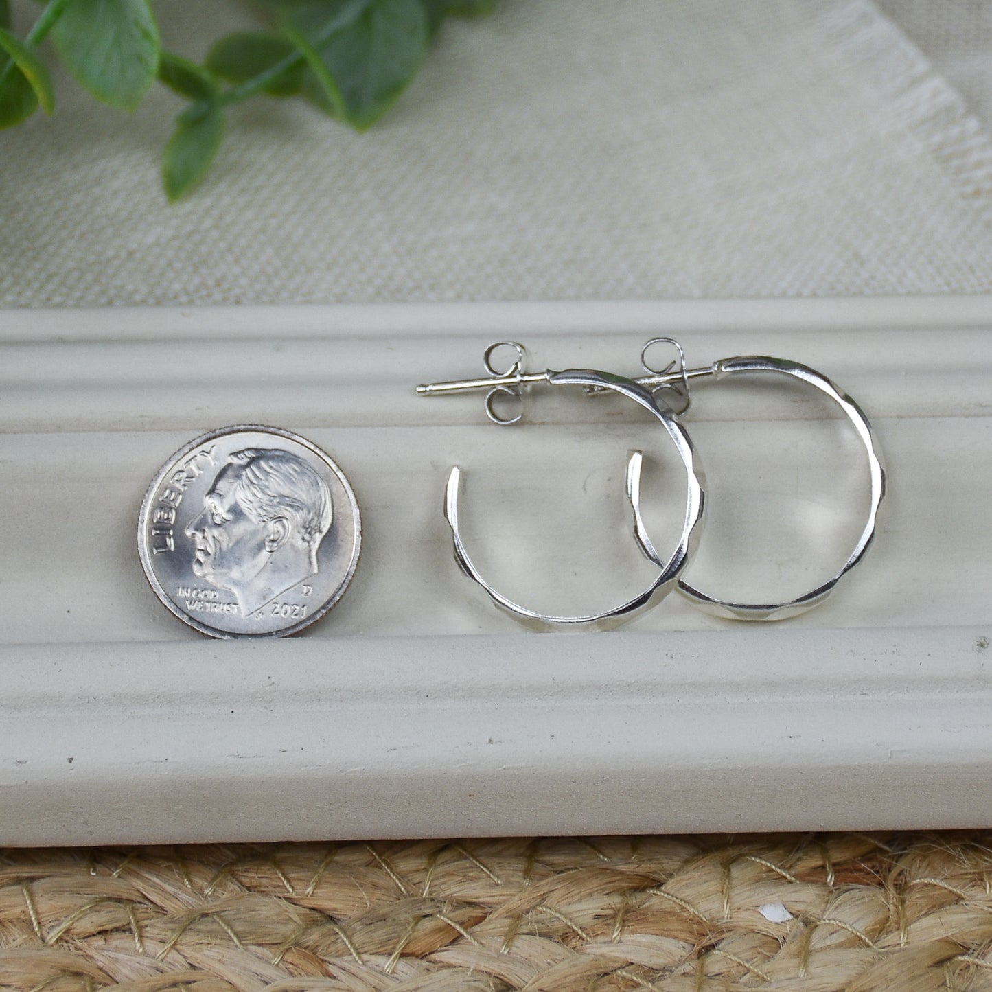 Diamond Hoop Earrings - Sterling Silver