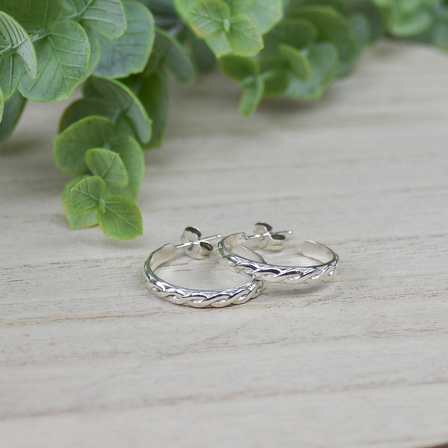 Braided Twist Hoop Earrings - Sterling Silver