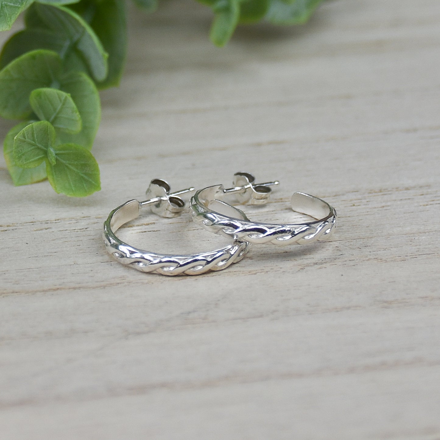 Braided Twist Hoop Earrings - Sterling Silver