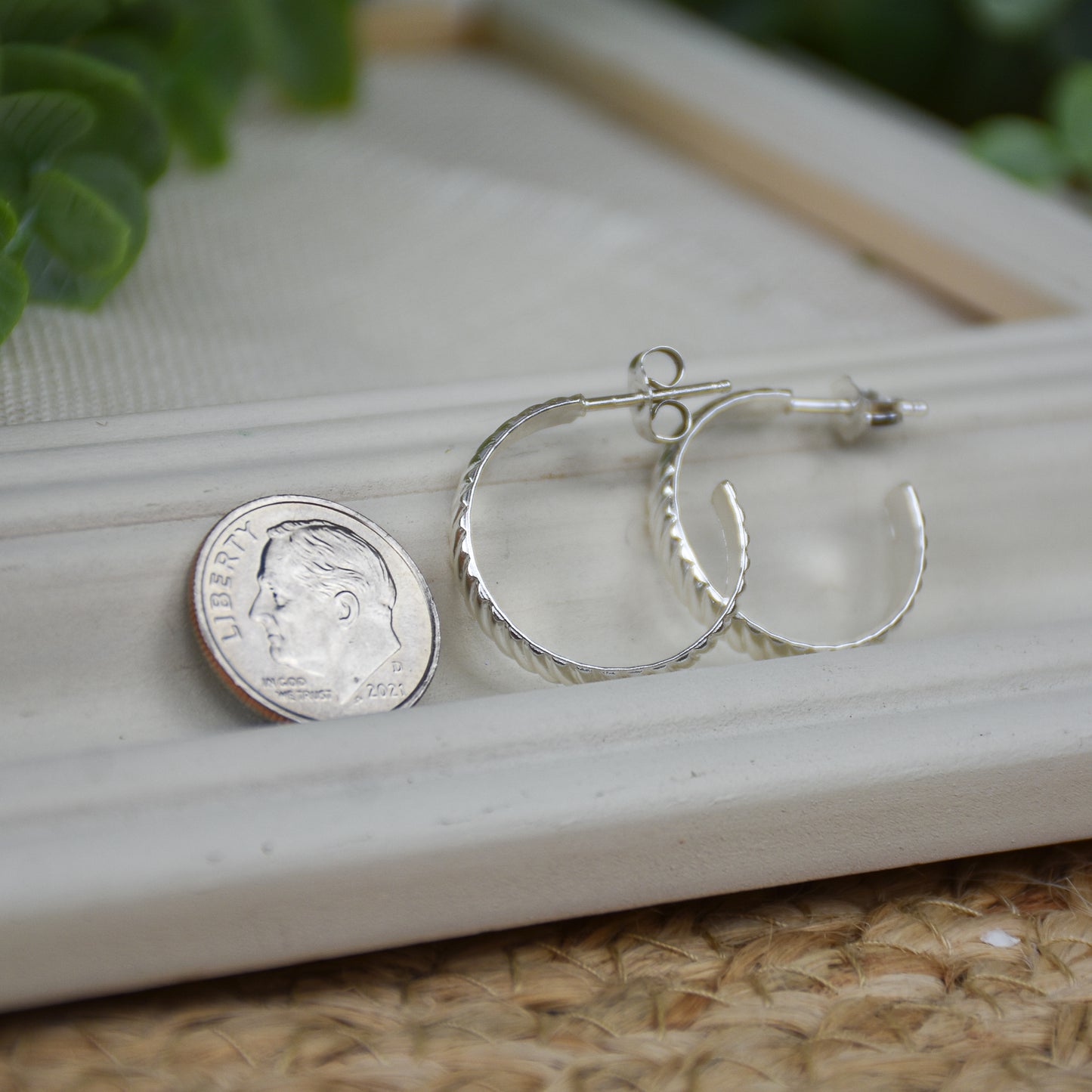 Twist Flat Hoop Earrings - Sterling Silver
