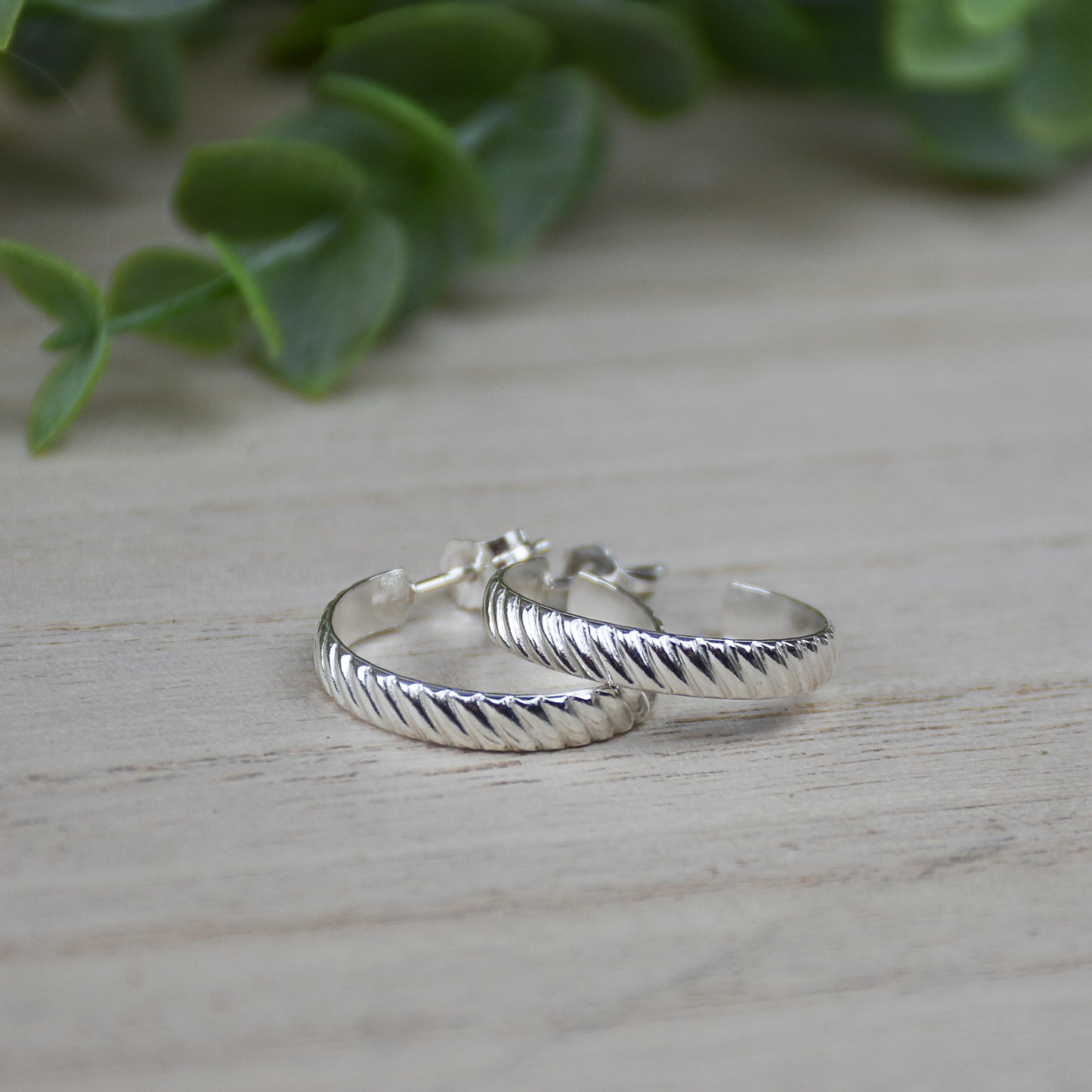 Twist Flat Hoop Earrings - Sterling Silver