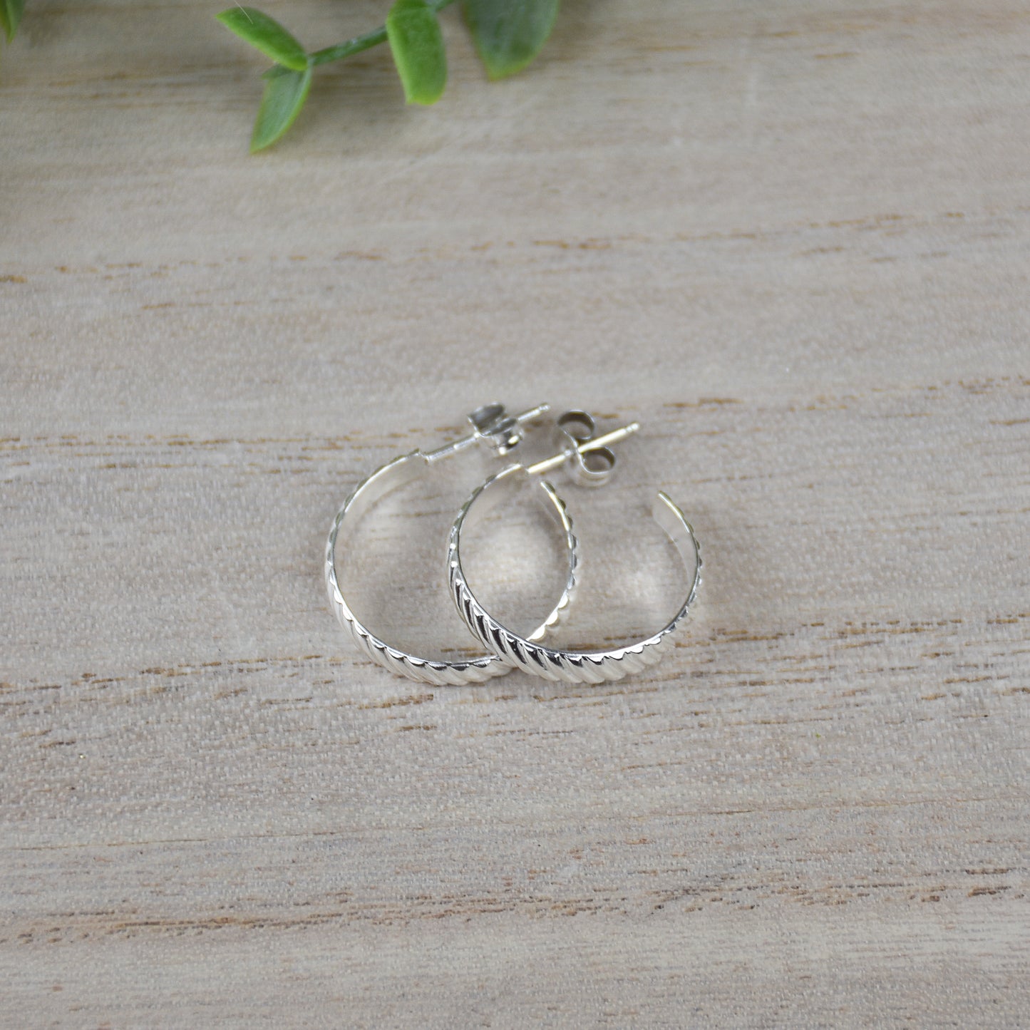 Twist Flat Hoop Earrings - Sterling Silver